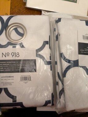 Set of 3 - No. 918 Lichtenberg One Panel Navy and White 40 in x 84 in